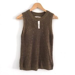 Loft Knit top blouse shirt sleeveless women’s size M brown
